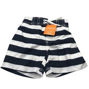 Gymboree Boy's 6-12 Month Swim Trunks Blue White Stripe New